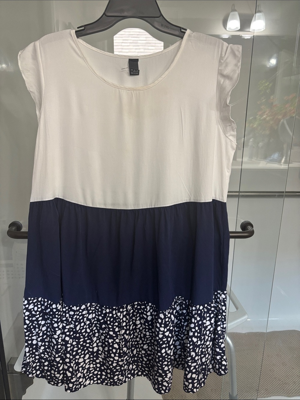 Neutral & Navy Tiered Midi Dress by H&M